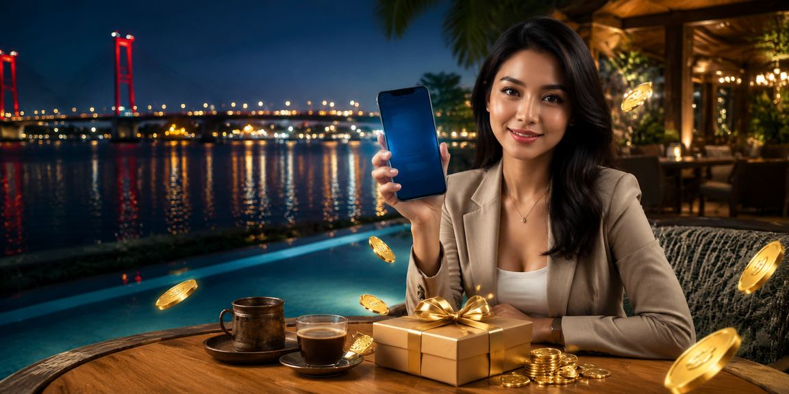 Pengguna mengakses aplikasi kasino dari ponsel sambil menikmati kopi di kafe Vietnam