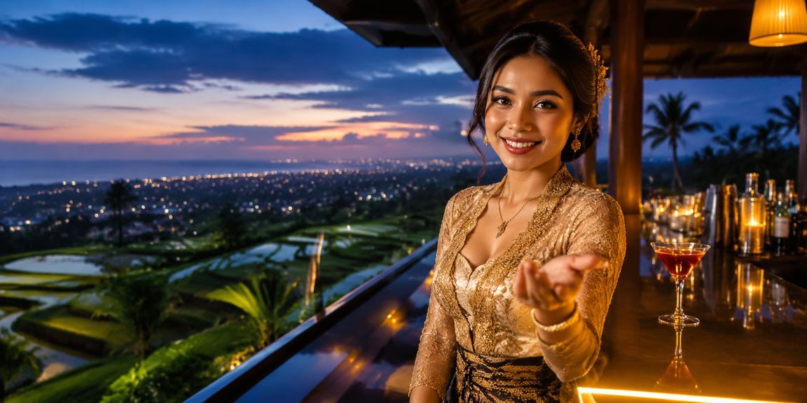 Model wanita profesional menjelaskan fitur layanan VIP dengan percaya diri