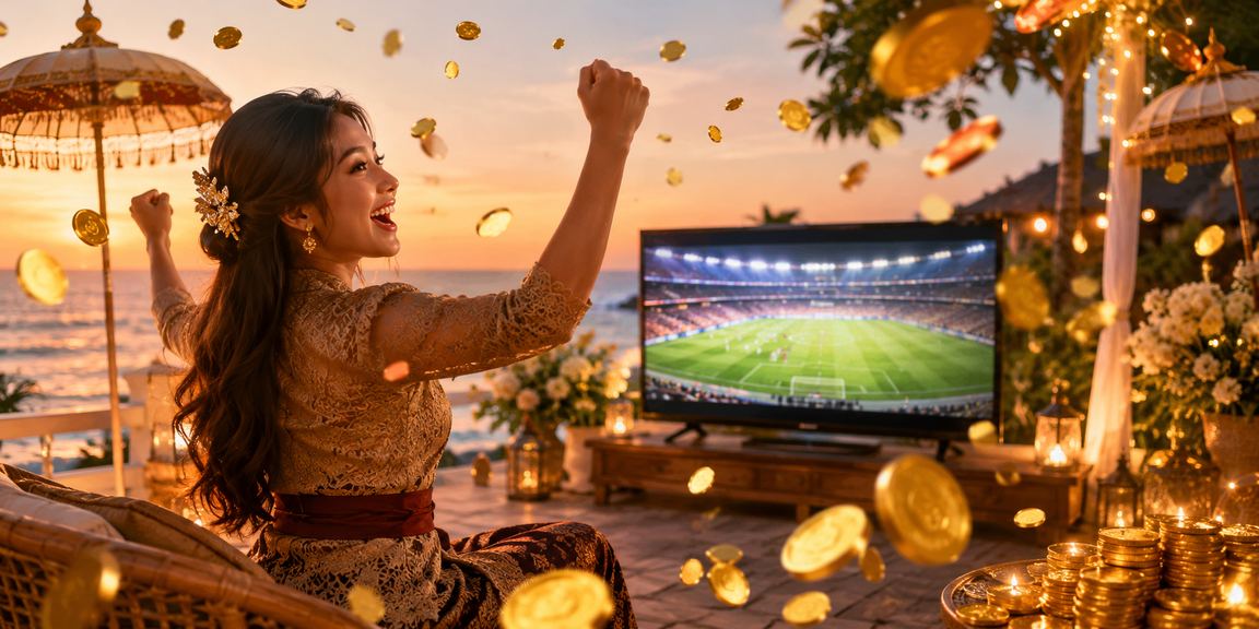 Suasana pantai tropis dengan elemen kasino, menggambarkan gaya hidup pemain High Roller pahlawan4d