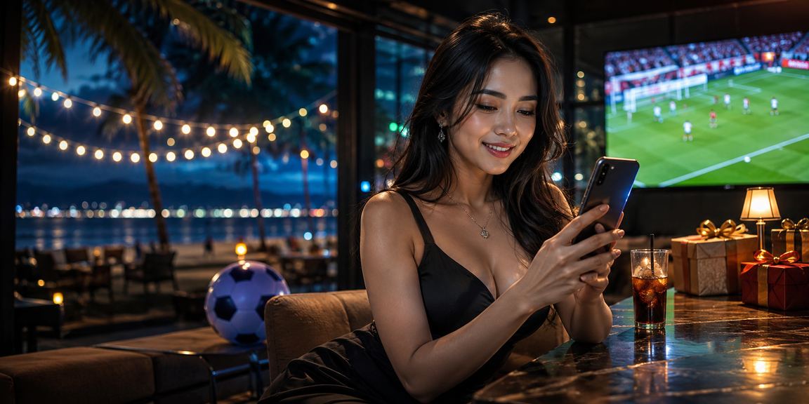 Pengguna mengakses taruhan online dari ponsel sambil menikmati kopi di kafe