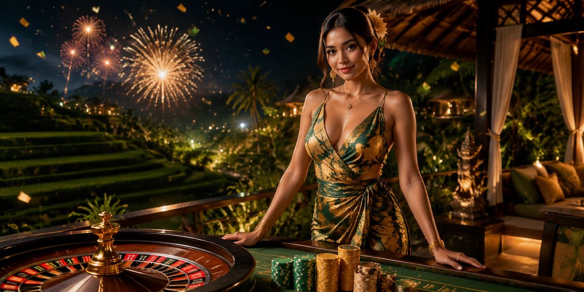 Suasana festival kasino yang meriah dengan nuansa hiburan yang seimbang dan menyenangkan